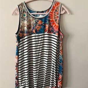 HEIMISH USA Multicolor Tie-Dye & Black-White Striped Sleeveless Tank